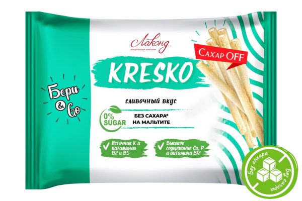 Хрустящие трубочки «Kresko» со сливочным вкусом БЕЗ САХАРА 0,150