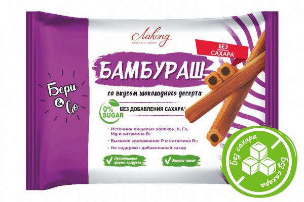 Хрустящие трубочки «Бамбураш» со вкусом шоколадного десерта БЕЗ ДОБАВЛЕНИЯ САХАРА